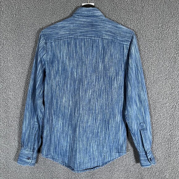 Naked & Famous Cotton Button Down Long Sleeve Shirt - Men's Size S - Blue - Picture 4 of 9